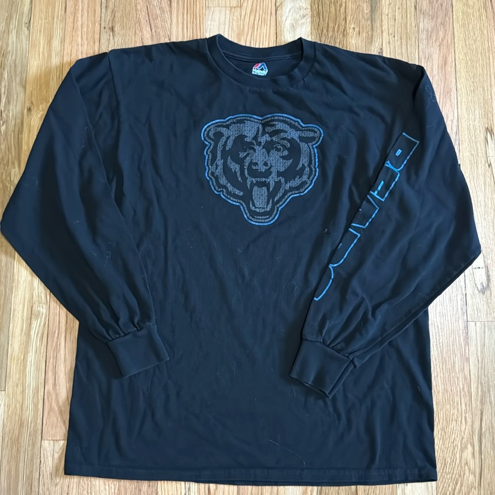 Chicago Bears Long Sleeve Spell Out Logo Tee Majestic NFL Football